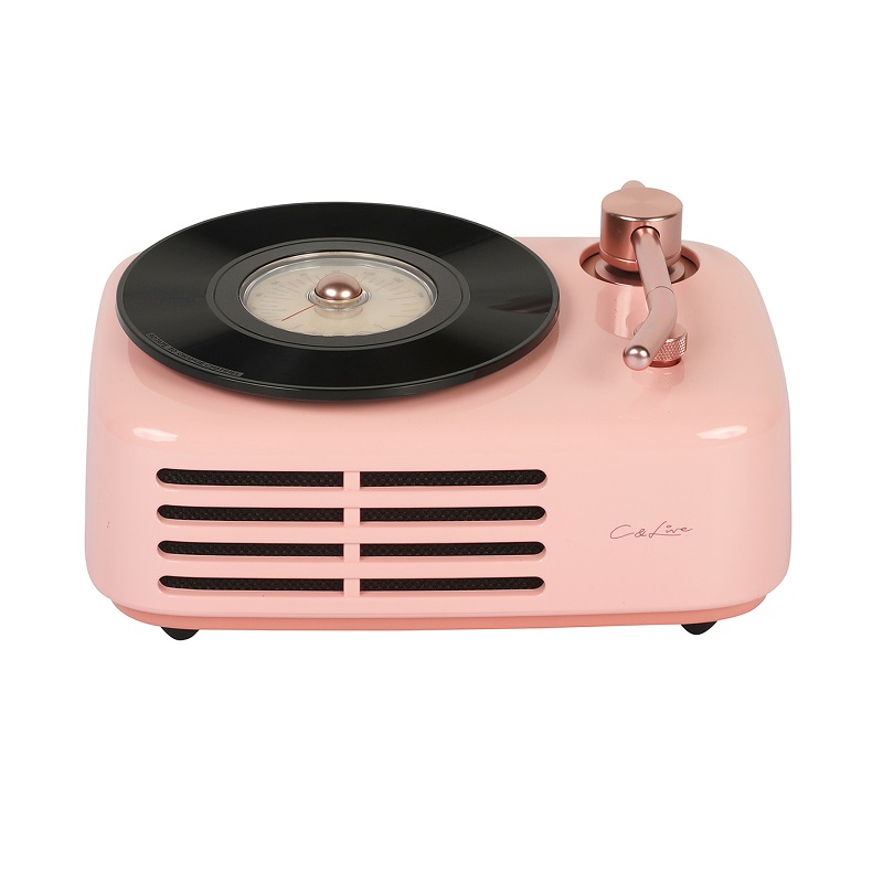 pink wireless bluetooth speaker with FM radio